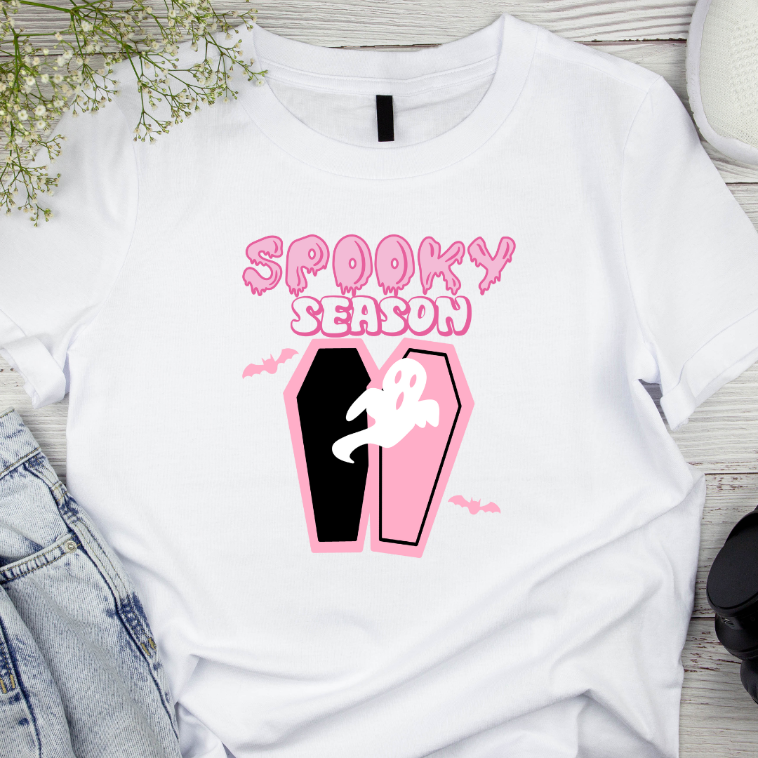 Adult Spooky Season Pastel Pink Unisex Jersey Short Sleeve Tee