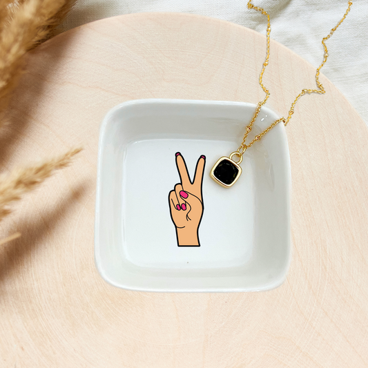 Trendy Nail Peace Sign Jewelry Dish